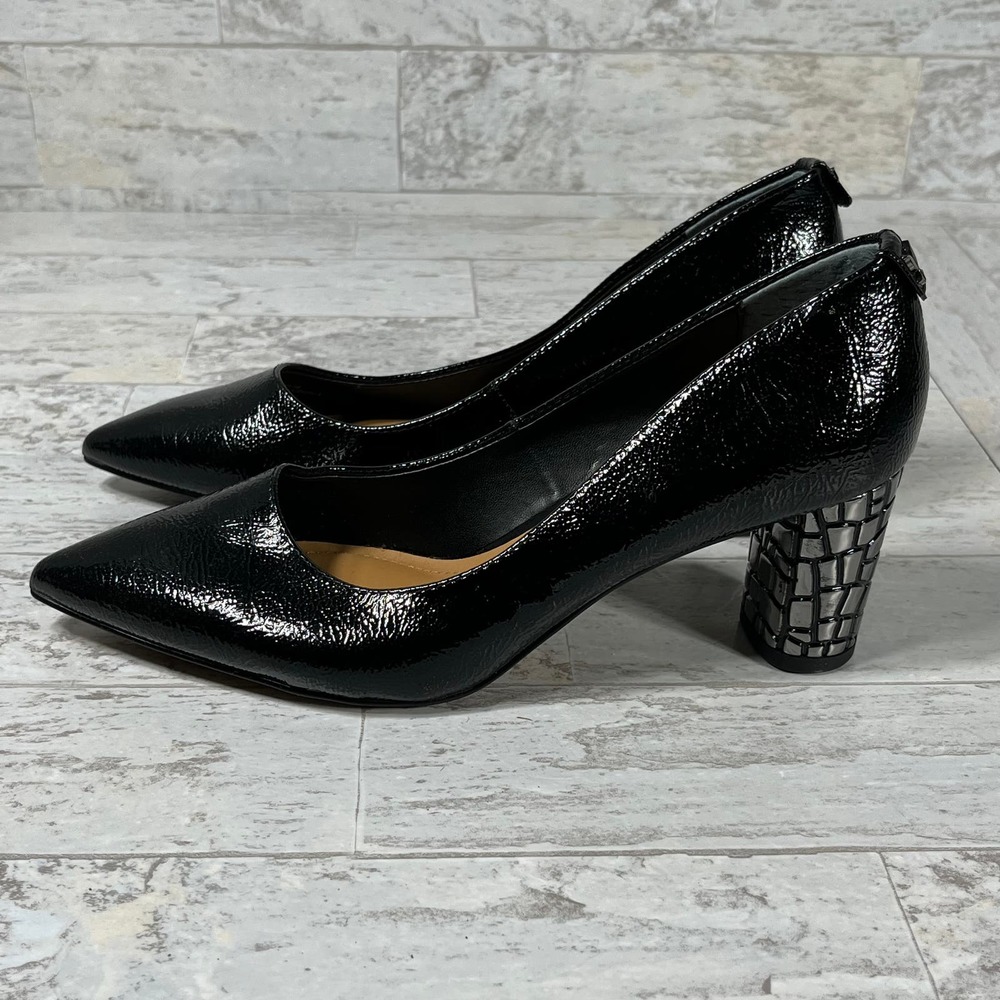 J. Renee Vaneeta Pump Heels Womens Size 6.5M Black Patent Faux Leather Slip On